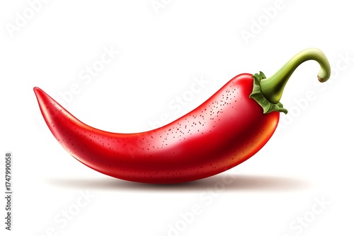 Red Chili Pepper Vegetable Isolated on White Background Fresh Produce