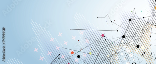 Scientific circle design with technical vector elements technology data background