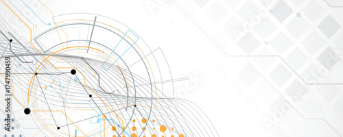 Scientific circle design with technical vector elements technology data background
