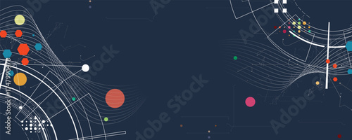 Scientific circle design with technical vector elements technology data background