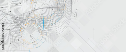 Scientific circle design with technical vector elements technology data background