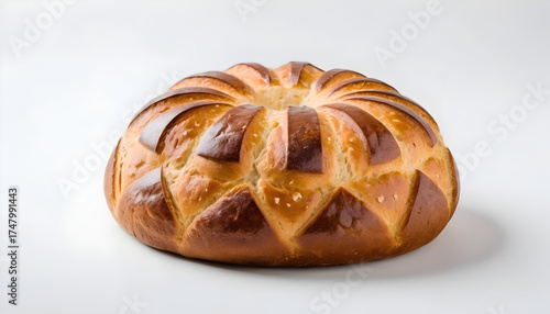 Wallpaper Mural Fresh Baked Round Pastry with Golden Brown Crust and Decorative Top Torontodigital.ca