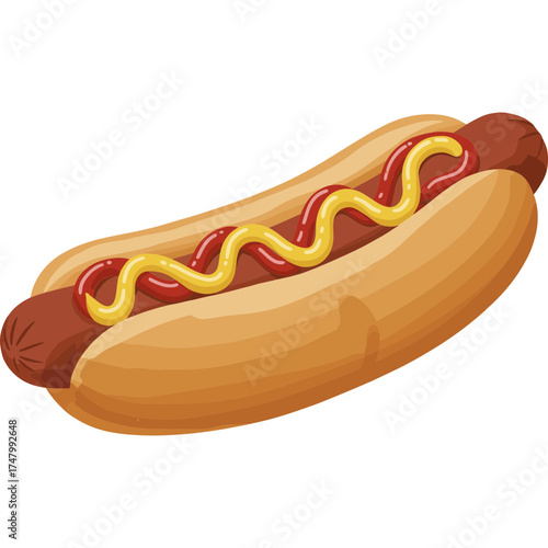 Hot Dog Vector Icon with Transparent Background