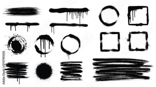 Vector art of set of spray paint shapes, offering a versatile collection of artistic elements for adding urban and edgy touches to your designs