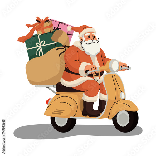 Santa Clause Riding Motorcycle