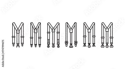 Classic suspenders set collection for men's formal wear and vintage style accessories vector