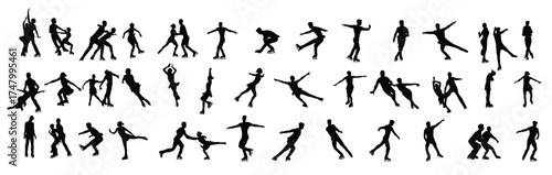Figure Skating Black Silhouettes vector