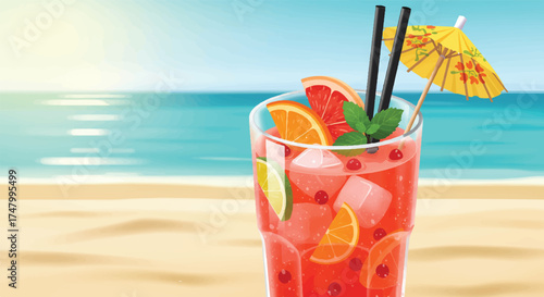 Refreshing Summer Cocktail on the Beach A Tropical Escape in a Glass