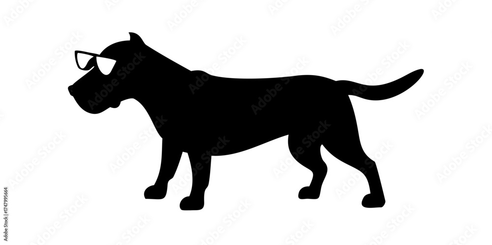 Naklejka premium Dog wearing sunglass black soild silhouette icon set, animal doggy head collection, animal character illustration, editable vector clip art silhouettes ... See More