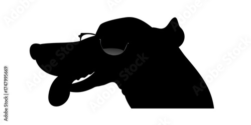 Dog wearing sunglass black soild silhouette icon set, animal doggy head collection, animal character illustration, editable vector clip art silhouettes ... See More
