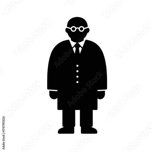 Man in lab coat standing confidently with glasses on white background