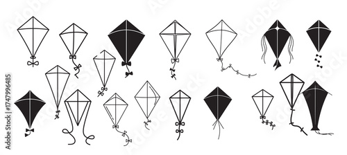 kite silhouette white background