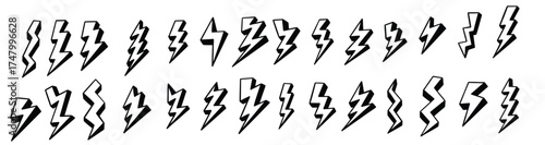  lightning set elements for a thunderstorm objects for 