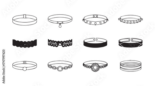 Collection of assorted bracelets and bangles displayed in a grid layout vector
