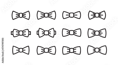 Collection of hand drawn bow tie icons in sketch style for fashion and design projects vector