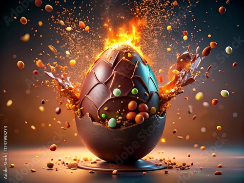 Exploding chocolate easter egg