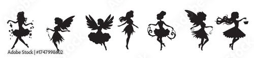 fairy silhouette illustration bundile pro design vector