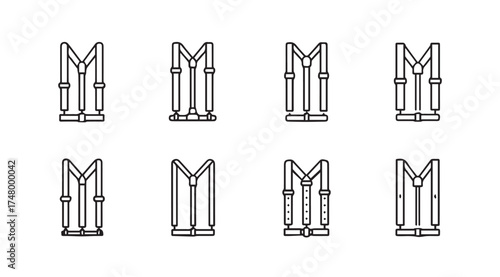 Collection of classic suspenders for men's formal wear and fashion accessories vector
