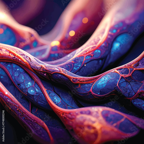 Abstract Veins A Mesmerizing Blend of Crimson and Azure