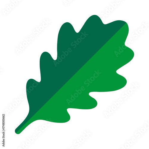 Split Green Oak Leaf Shape Icon