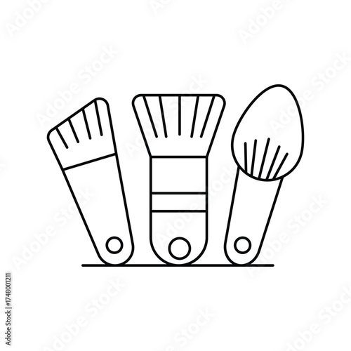 make up brushes icon with white background vector stock illustration