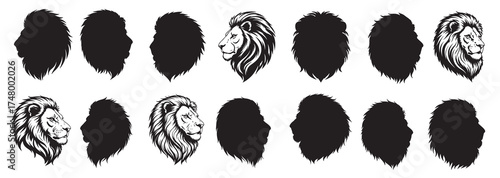  lion head silhouette white background