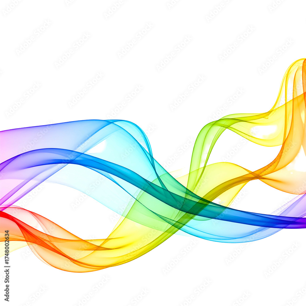 Naklejka premium Rainbow-colored, flowing ribbons of light against a black background, creating a vibrant abstract