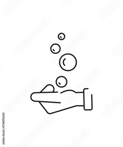 hand holding bubble icon, vector best line icon.