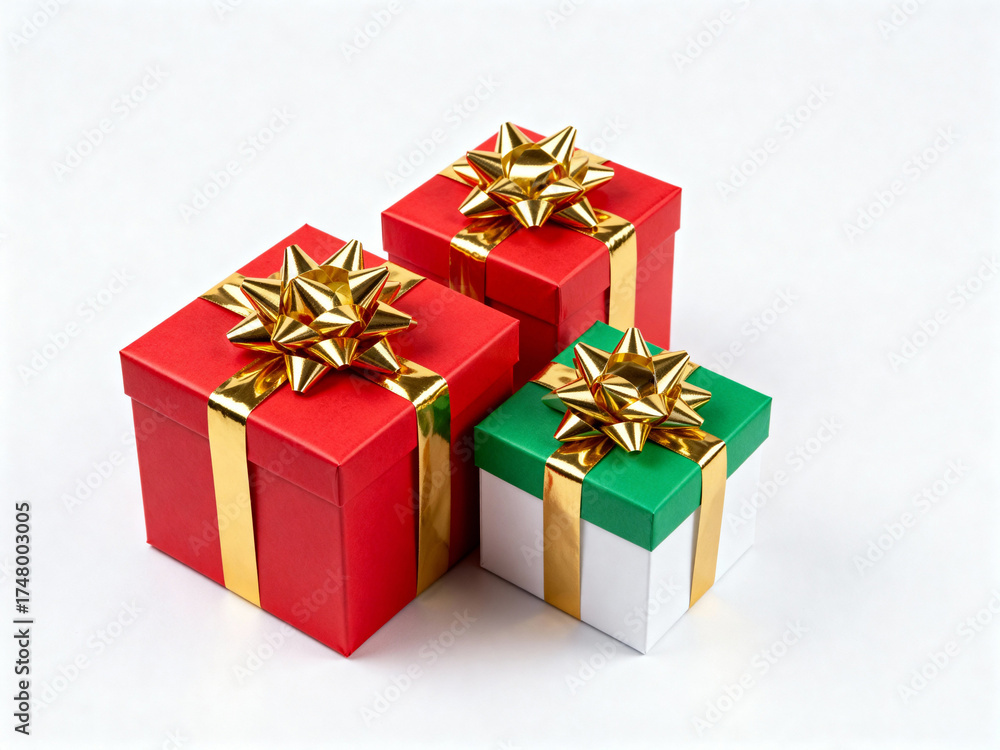 Obraz premium Christmas gift box with ribbon isolated on white background