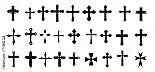 religion cross symbols set vector