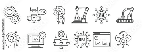 rpa icons robotic automation process technology