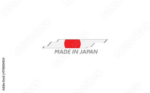 Made in Japan label. National Japanese flag industry export manufactured. Vector illustration.
