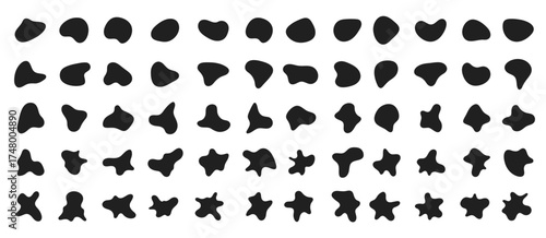 Random abstract liquid organic black irregular blotch shapes flat style design fluid vector illustration set