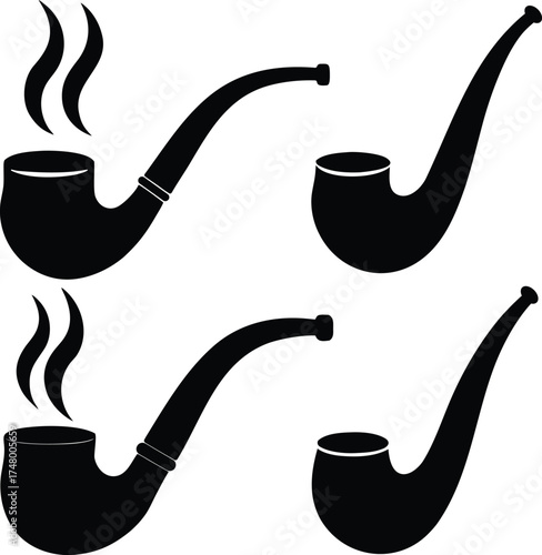 Smoking Pipe Silhouette Icons