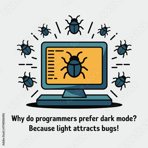Why Programmers Prefer Dark Mode Light Attracts Bugs Joke T Shirt Design