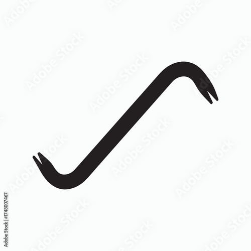 Crowbar Silhouette: A stark, minimalist depiction of a sturdy crowbar, poised with its curved end ready for leverage. Symbolizing strength and the mechanics of tool utility, against a clean backdrop.