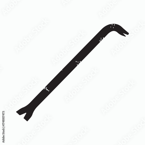 The Steel Crowbar: An illustration of a strong black crowbar on a blank space, representing an essential tool for both construction and demolition work.