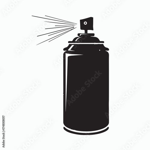 Spray Can Silhouette: A sleek, graphic illustration of a spray paint can in action, symbolizing creativity and urban art. 