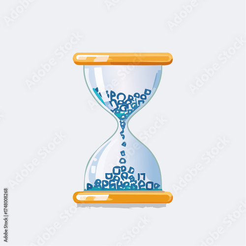 Wallpaper Mural An hourglass with blue digital-like particles flowing through its narrow neck, symbolizing time and data. Torontodigital.ca