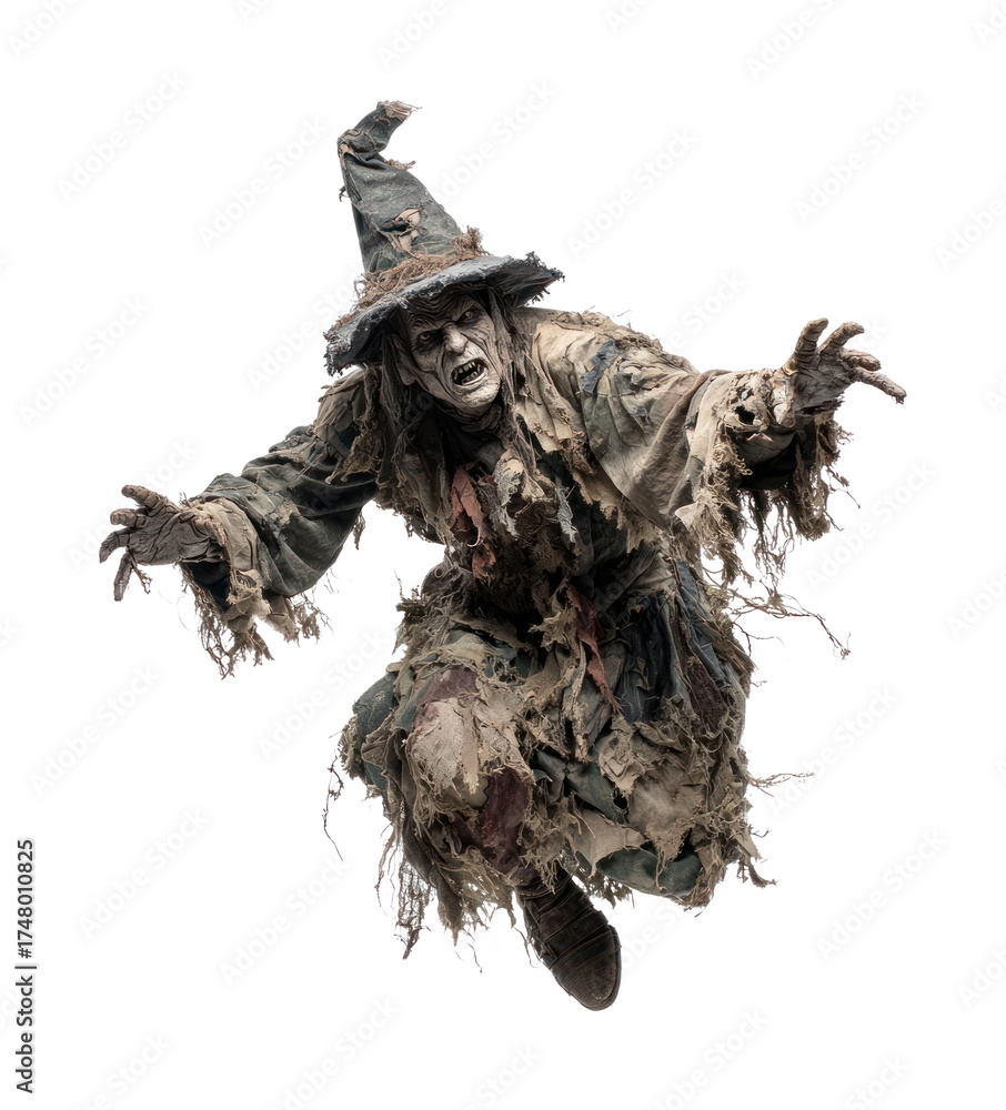 Fototapeta premium PNG Grotesque zombie costume witch halloween.