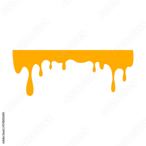 Dripping, melted caramel shape in a simple, flat design