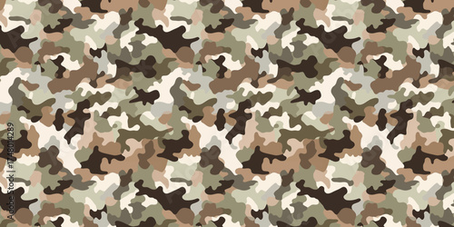 Monochrome camouflage military seamless texture background in white, gray, and black tones for uniform, fashion, and army design use