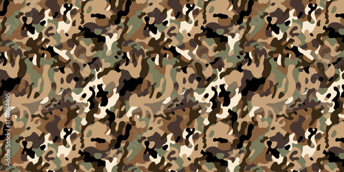 Military and army camouflage seamless pattern vector for uniform design, textile print, tactical background, and outdoor fashion projects