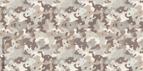 Light color army and military camouflage seamless pattern vector ideal for textile fabric, clothing, uniform, and background design