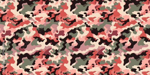 Seamless camouflage skin texture vector pattern for military textile and hunting wear including jacket, pants, shirt, and shorts design usage