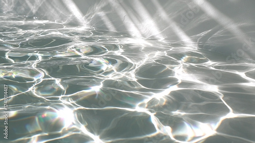 pristine turquoise pool water, shimmering ripples, crystal clear, serene reflection, inviting and refreshing,