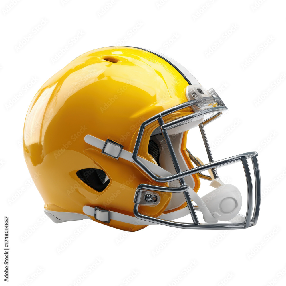 Fototapeta premium Golden football helmet with a face mask against a dark
