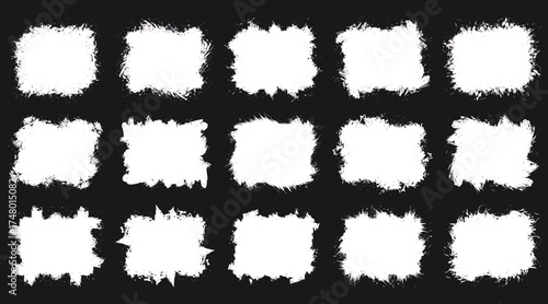 Vector art of collection of grunge square frames, perfect for adding a distressed and textured look to your designs, ideal for backgrounds, overlays, and artistic effects