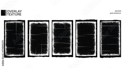 Vector art of grunge overlay texture set collection of distressed effect, vector illustration of vintage frame, border, and edge for photo and design