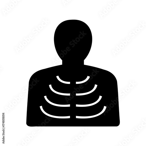 Human silhouette with skeletal ribs visible, anatomical representation for medical purposes